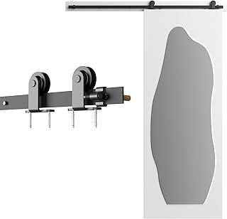 WOLFBIRD 5FT/152CM Quincaillerie De Porte Coulissante Kit Porte Coulissante Rail pour système de quincaillerie à célibataire porte