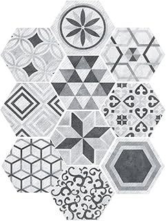 VOSAREA Carrelage Autocollants Hexagonal Style Industriel Anti-Slip Auto-Adhésif Amovible Sticker Mur