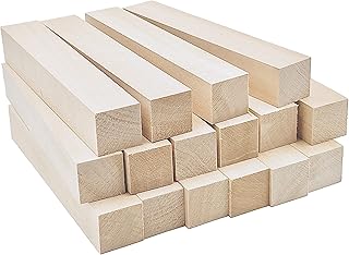 Thiecoc Lot de 16 blocs de sculpture en tilleul – 15,2 x 2,5 x 2,5 cm pour sculpture sur bois, artisanat