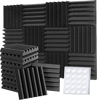 Foneso Mousse Acoustique, 30 x 30 x 5 cm (Densité :25 kg/m³) Mur Insonorisant 3D Haute Densité, Matériaux d
