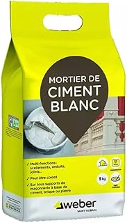 WEBER Ciment Blanc pour réparation et travaux rapides de maçonnerie, mortier, 5kg