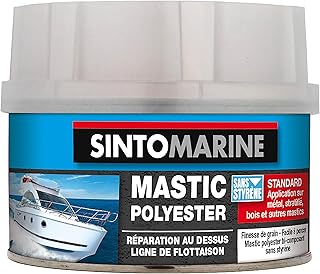SINTOMARINE - Mastic Standard Polyester - Rebouche et Répare les Coques de Bateaux - Au Dessus de la Ligne de Flottaison - Sans Styrène - Coloris Blanc - Technique Professionnelle - 330g
