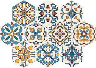 Cabilock Autocollant Sol Antidérapant Hexagonal 23X20 Cm 9 Pièces Autocollants Carrelage Cuisine Salle De Bain Décoration Facile À Poser